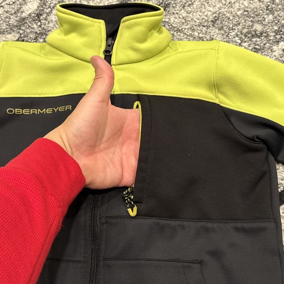Obermeyer Boy's Rev Fleece Jacket in Green/Black Size Medium L81313 #1009 - Picture 3 of 12